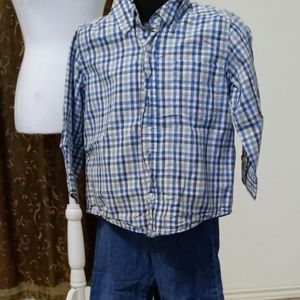 PC  Elastic Waist Jeans and Boys Plaid Long-Sleeve Button-Up Shirt Cherokee and